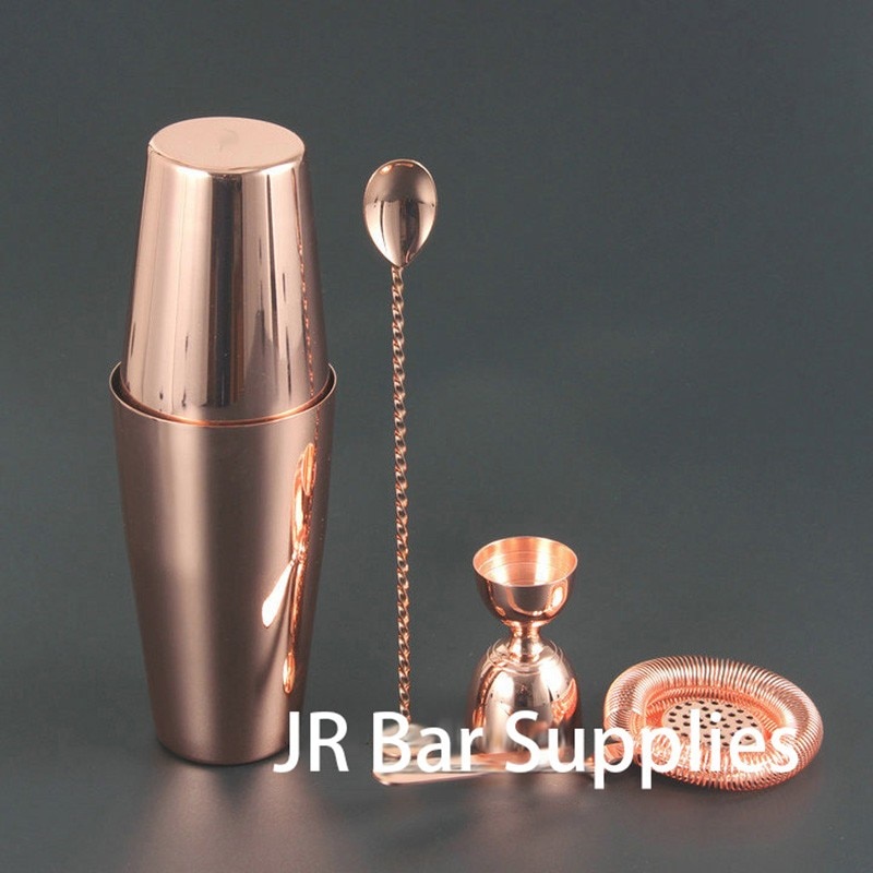 4 Stks Rvs Koper Plated Cocktail Shaker Mixer Drinken Barman browserKit Bars Set Gereedschap