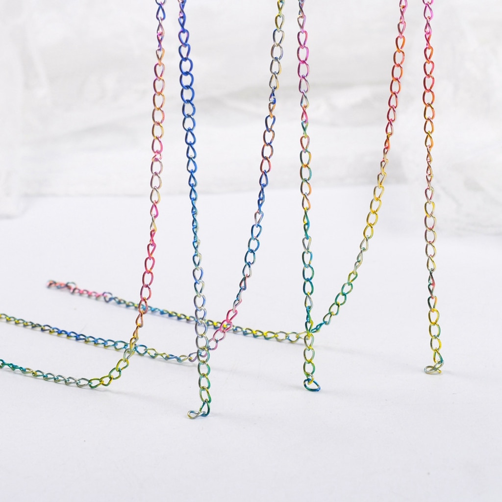 Correntes ovais de arco-íris com 2 metros/pake, 1.5mm 2.5mm, corrente de ligação oval para fazer joias, acessórios de correntes o planas para pulseira diy