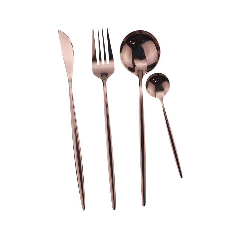 Couverts en or blanc miroir de cuisine | Ensemble de vaisselle 304 service de vaisselle en acier inoxydable, couteau fourchette cuillère service de table 32 pièces/8: Rose