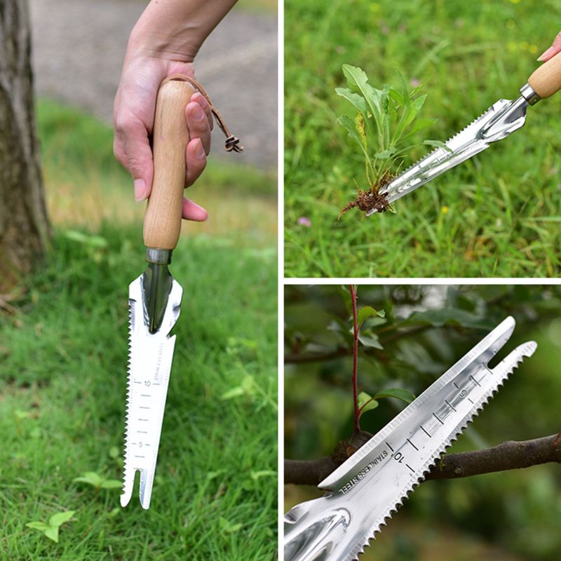Escardador de jardín de acero inoxidable, herramienta de mano, pala de deshierbe de jardinería con mango