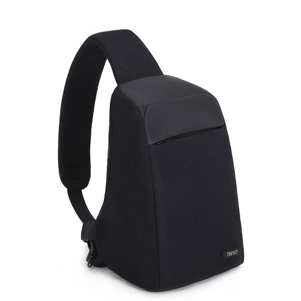 Tinyat Mannen Anti-Diefstal Schoudertas 7L Mannen Borst Bag Fit 9.7 Inch Ipad Korte Trip Zwarte Tas multi Zakken Messenger Bag T613: Chest Bag Black