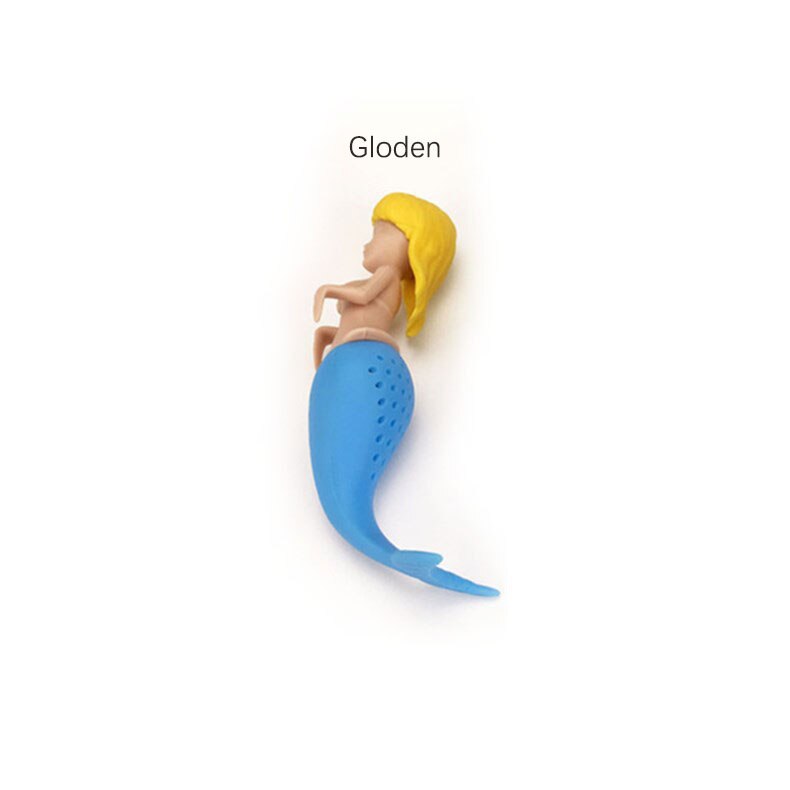 Dinosaur Shape Tea Infuser Leaf Herbal Spice Filter Strainers Silicone Tea Strainer Reusable Filter Tea Set Accessories: Mermaid-Golden