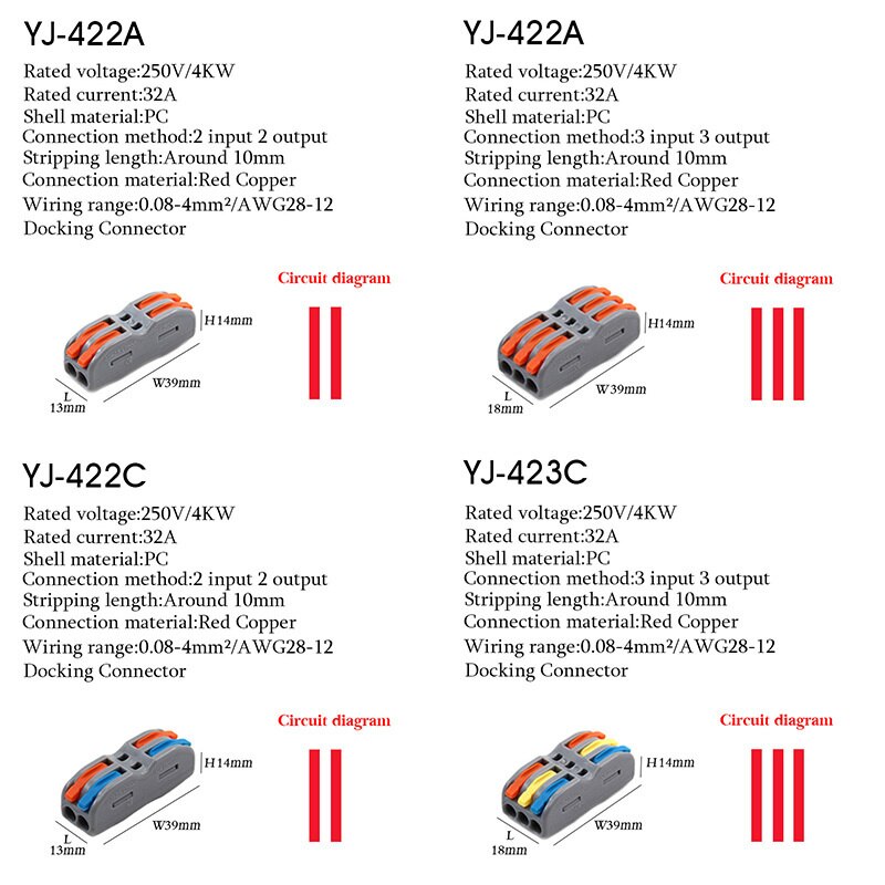 Wire Connector 222-412 Led Strip Lighting Electric Quick Connectors Mini Conductor Push-in P421 2 3 Pin Splicing Terminal Blocks