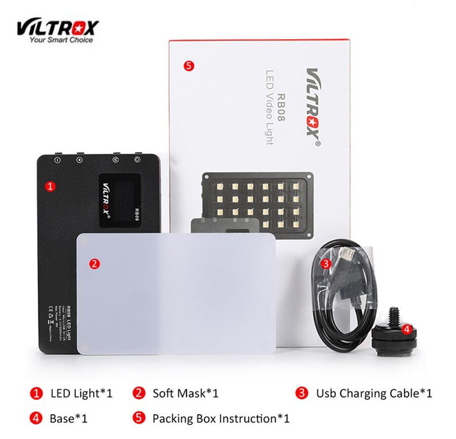 Viltrox RB08 Bi-farbe 2500K-8500K Mini Video LED Licht Tragbare Füllen Licht Gebaut-in batterie für Telefon Kamera Schießen Studio