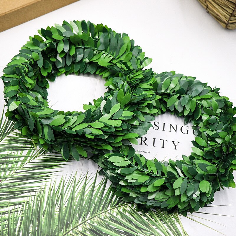 7m Artificial Vines Silk Green Leaf Garland Iron Wire Rattan DIY Wreath Flower Wedding Car Jungle Party Decor Willow Leaf Branch