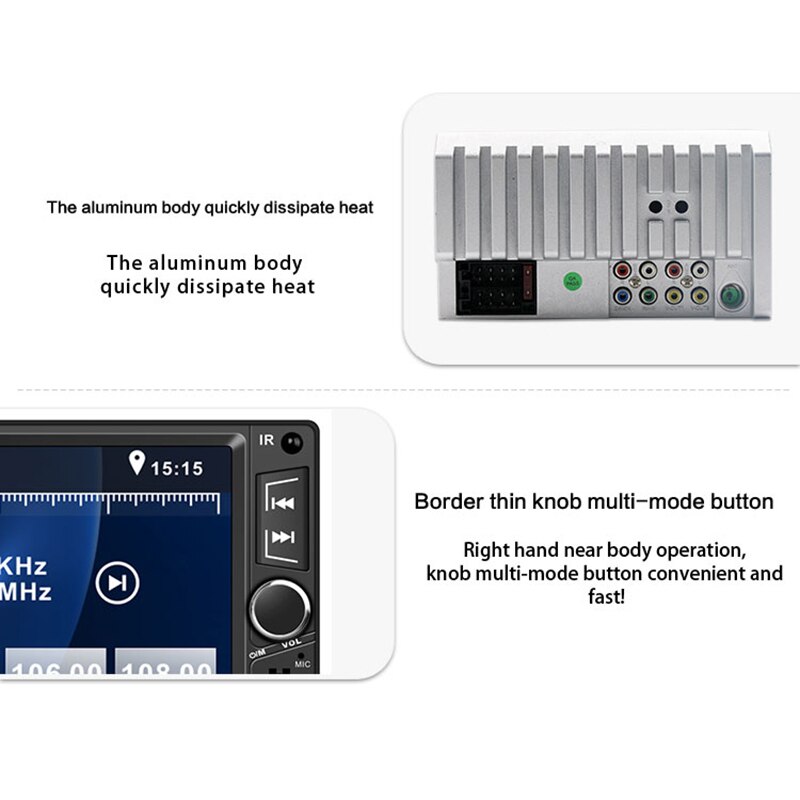 2 Din 7 Inch Contact Screen Multimedia Speler Bluetooth Handsfree Fm Aux Usb Sd-kaart Hd Speler Mp5