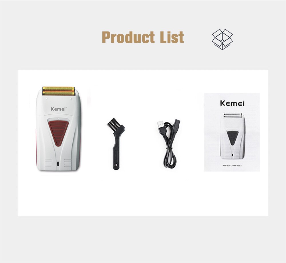Kemei 3382 Kapper Elektrische Scheerapparaat Voor Mannen Usb Oplaadbare Hoofd Wasbare Vergeldende Folie Speciale Mesh Scheren Hoofd Artefact