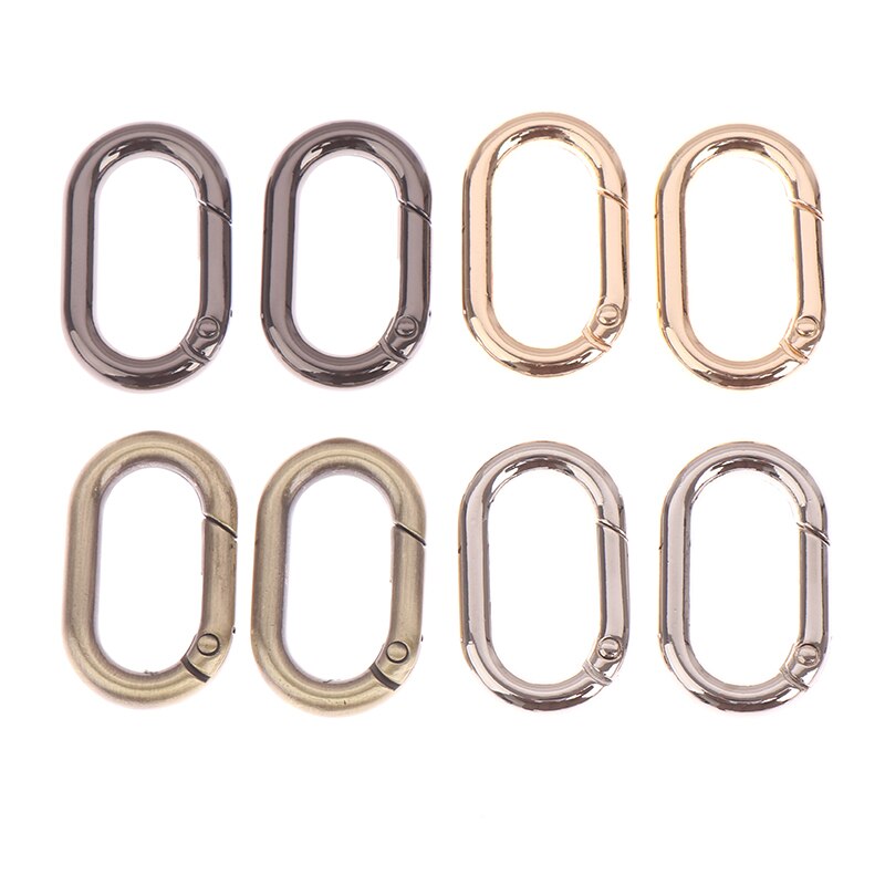 4 stücke Überzogene Tor Frühling Ring Schlüssel Runde drücken-Oval-Ring Schnallen Clips Karabiner Geldbörsen Handtaschen Oval drücken-Abzug schnappen Haken Ring