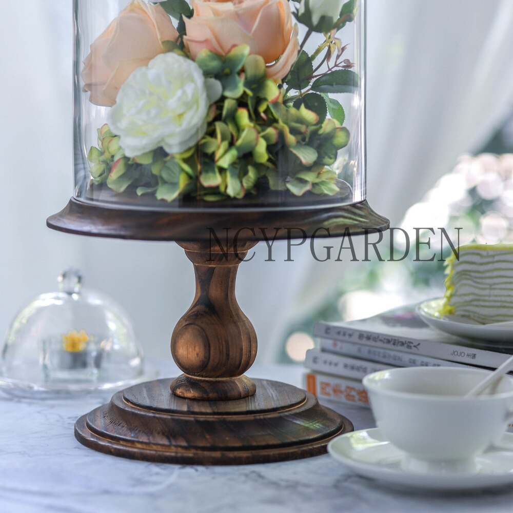 Glaskuppel stor piedestal klar cloche bell jar display stativ til rose bryllup hjemmepynt kun defekt cloche
