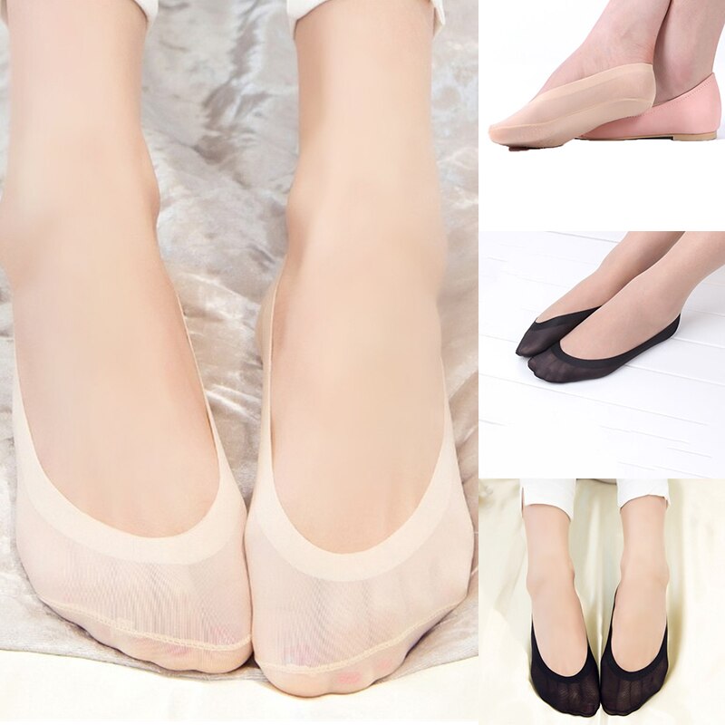 Summer Ladies Thin Sock Slippers Silicone Antiskid Ice Silk Socks Seamless Invisible Women Boat Socks
