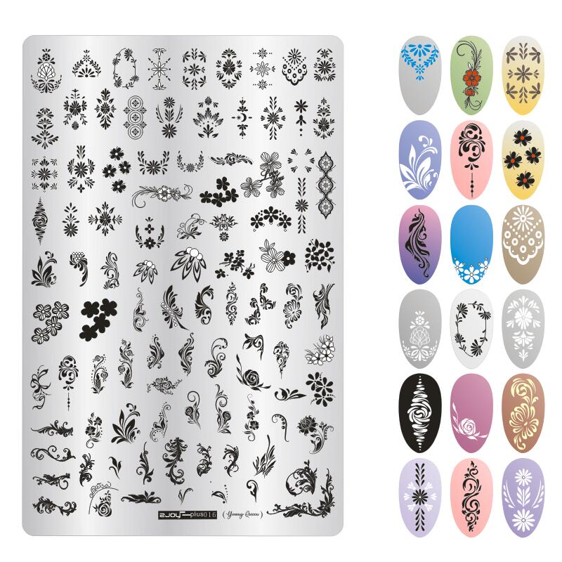 XXL 15cm Rectangle Nail Stamping Plates Stainless Steel Autumn Overprint Stamp Stencils Big Rectangle Nail Stamping Plates: 16
