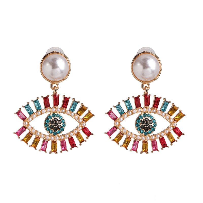 Crystal Evil Eye Earrings Boho Geometric Big Heart Statement Earrings Female Beaded Brincos: Style 6