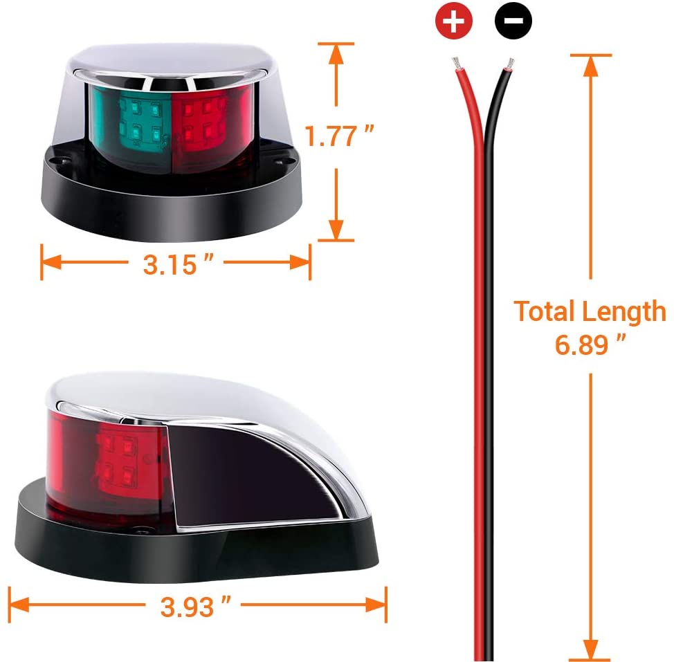 12v navigasjonslys led kombinasjon bauglys marine båt led røde grønne pongtonger seilingssignallys