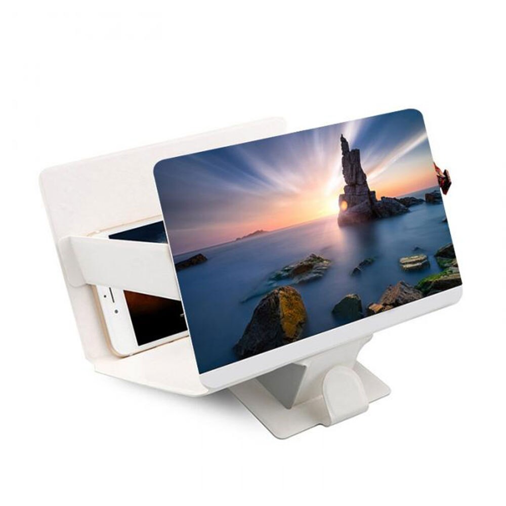 Mobiele Telefoon Screen Vergrootglas 3D Vergroter Vergrootglas Video Versterker Projector Beugel Desktop Holder Stand Voor Telefoon: WHITE