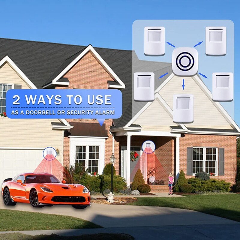 Motion Sensor Alarm System, Wireless Home Security Driveway Alarm Indoor,PIR Motion Detector Alert With 2 Sensor US Plug