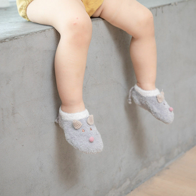Brand Newborn Toddler Infant Baby Girl Winter Warm Socks Shoes Cartoon Furry Anti-slip Lace Cotton Socks Slipper Boots