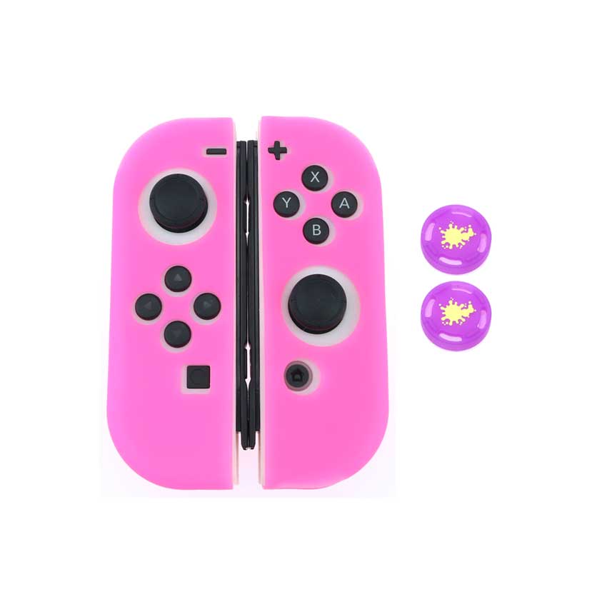 YuXi-funda protectora de silicona suave para Nintendo Switch NS NX Joy-Con + tapas de mando para Switch Joy Con: M-M