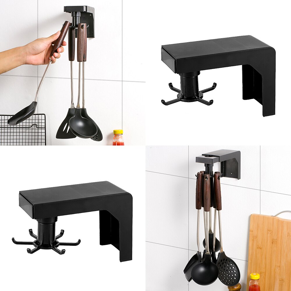 360 Degree Rotating Home Hanger Durable Cabinet Storage Rack PP Home Household Shelf Hanger Clothes Wall Mount Spatula Glass Mug