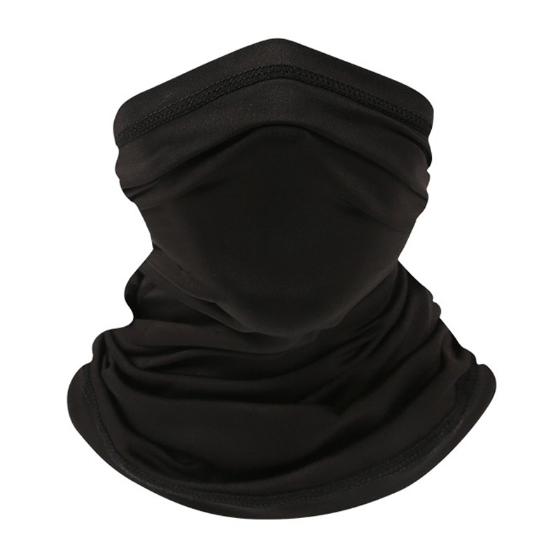Bufanda de seda de hielo Simple Unisex para hombre y mujer, pañuelo de de Color sólido, cuello de redecilla, mascarilla facial para exteriores: summer thin black