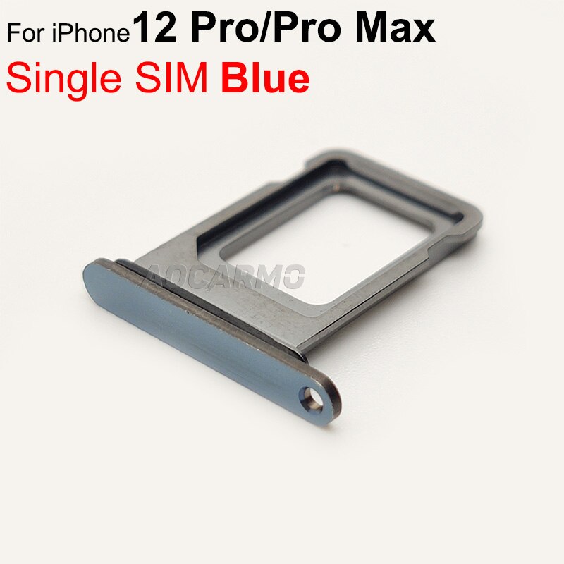 Aocarmo Sim-kaart Voor Iphone 12 Pro/Pro Max Enkele Dual Sim Metalen Plastic Nano Sim Tray Microsd Slot houder: Single------Blue