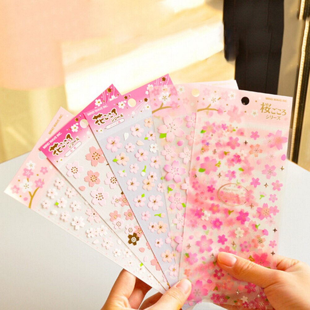 1 Vel Japan Stijl Sakura Oosterse Cherry Blossom Dagboek Deco Scrapbooking Pvc Materiaal Masking Sticker Briefpapier Stickers
