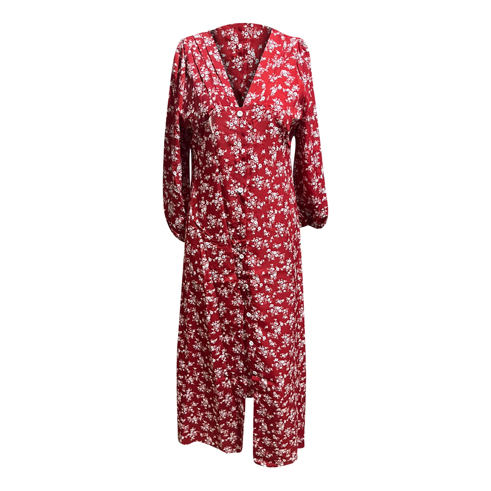 Vestido de verano de manga larga con estampado Floral para mujer, maxivestido Sexy de a la , cuello en V, corte ajustado