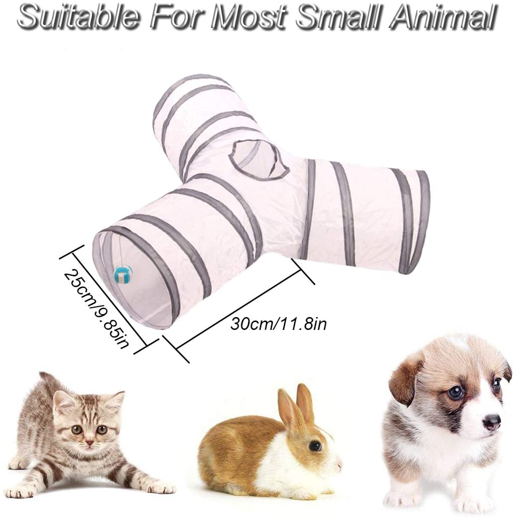 2/3/4 5-way Interactive Collapsible Cat Tunnel Tube Kitty Tunnel Bored Cat Pet Toys Peek Hole Toy Cat Puppy Kitty Kitten Rabbit: Light Grey