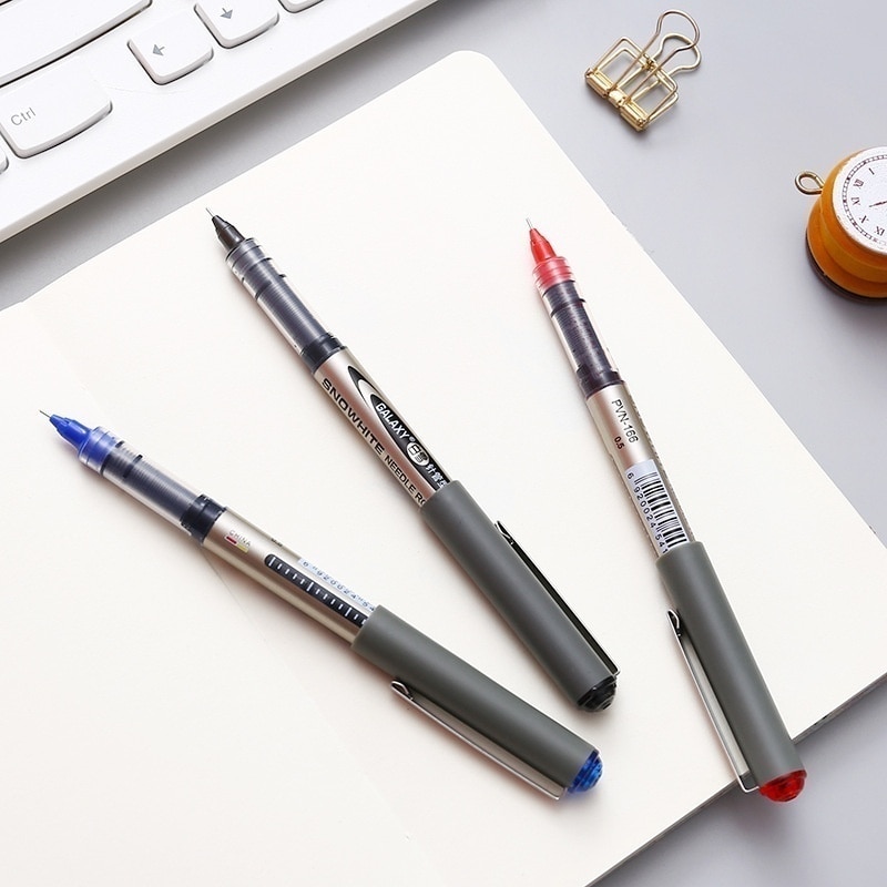 2 uds bolígrafo de tinta líquida escritura Negro Azul Rojo para oficina material escolar papelería de estudiante bolígrafos de Gel para escribir