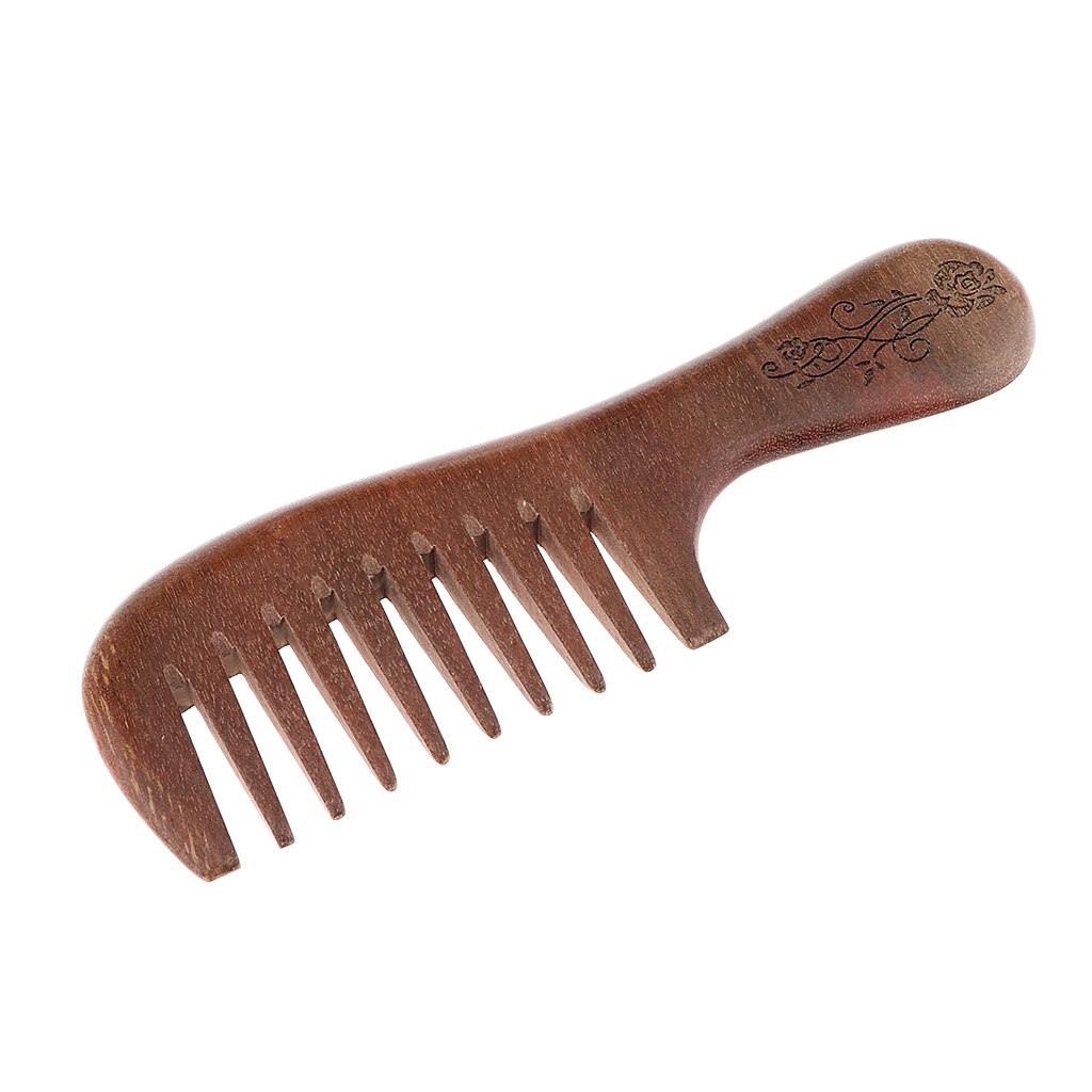 Pente de cabelo para desembaraçar-largo fino perto do dente de madeira pente para o cabelo encaracolado-não estática natural de madeira sândalo pente
