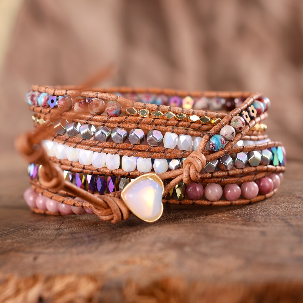 Natürliche Steine Liebe Opal Verschluss Kristalle Kaiser Fünf Schichten Paar Unendliche Armbänder
