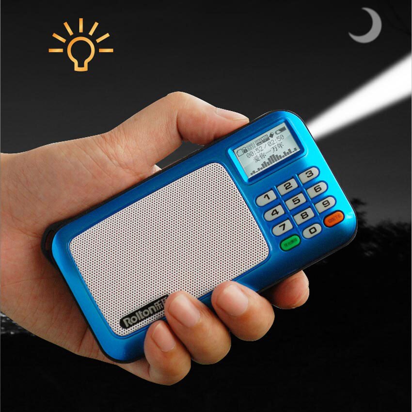 Rolton-reproductor MP3 W505 WMA WA, Mini altavoces de Radio FM portátiles con pantalla LCD, compatible con tarjeta TF, reproducción de música, linterna LED