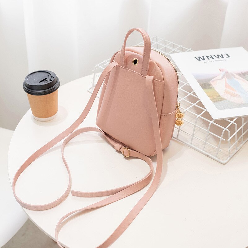 Bolsa de ombro de couro feminino para meninas adolescentes crianças multi-função pequeno bagpack feminino senhoras mochila escolar