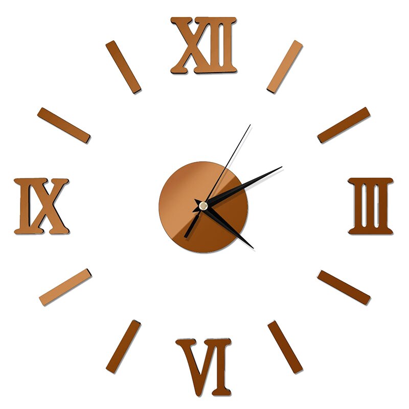 FAS1 Moderne doe-het-zelf grote wandklok grote horloge sticker 3D stickers spiegeleffect acryl wandklok thuiskantoor verwijderbare decoratie voor woonkamer - zwart (batterij NIET inbegrepen