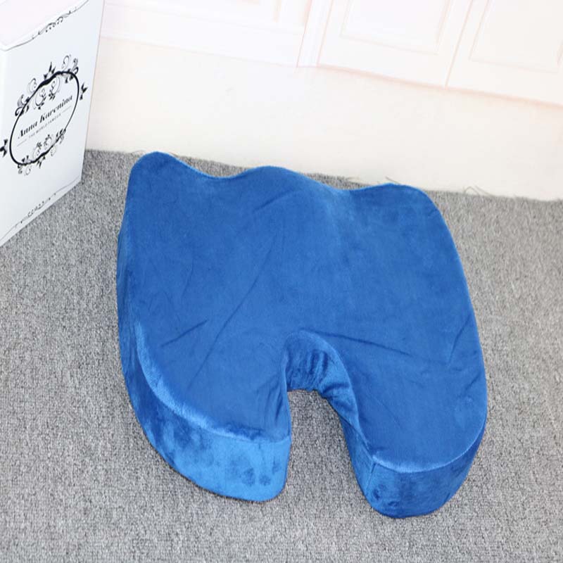 Orthopedic Booster Seat Cushion Memory Foam Chair Massage Pad Office Back-rest Pad Driver Pilot Headrest: navy blue