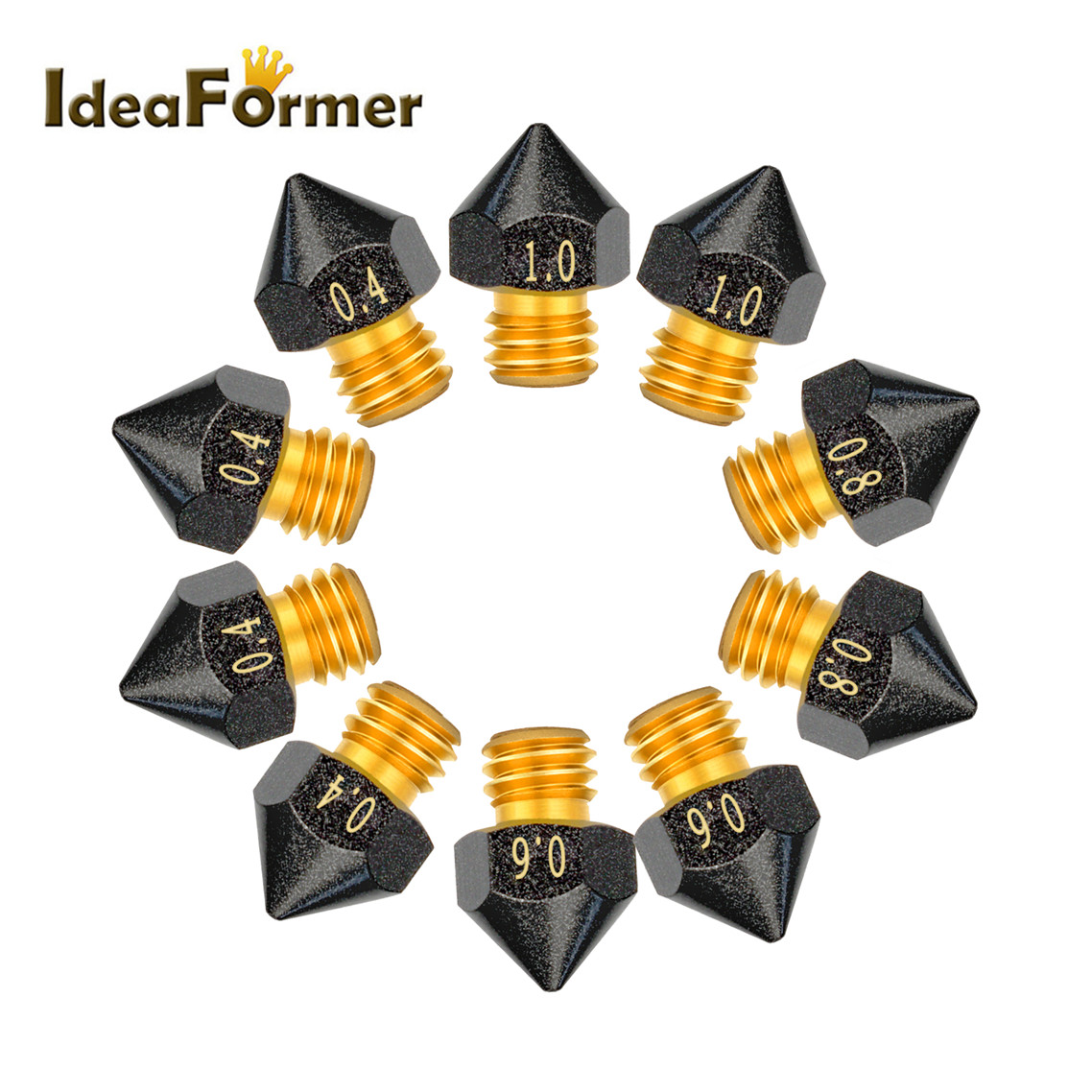 Buse revêtue de PTFE MK8, filetage M6 0.2/0.3/0.4/0.5/0.6/0.8/1.0mm pour buses d'imprimante 3D CR10 CR10S Ender-3, Filament 1.75mm