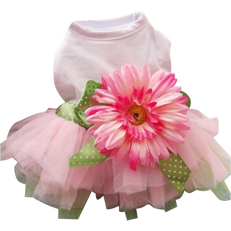 Dog Clothes Dress With Big Sunflower Soft Cotton Princess Dress For Puppy Teddy Dogs Dress For Dog Pet