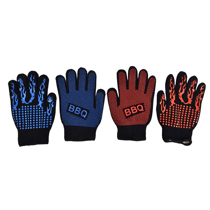 High temperature Resistant BBQ Fire Gloves Flame Retardant Non-slip Fireproof Grill Insulation Microwave Oven Gloves