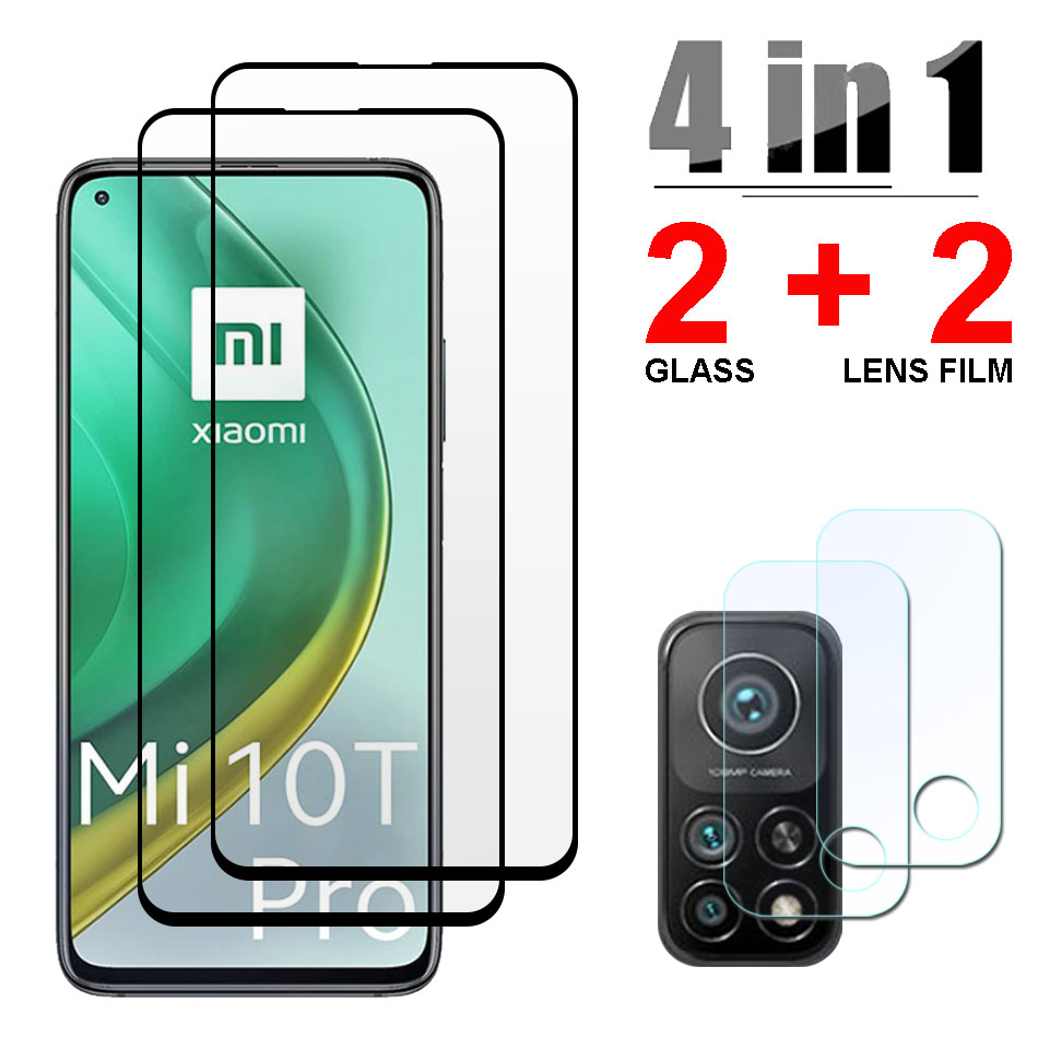 4 in 1 gehärtetem Glas Für Xiaomi Mi 10T Lite Mi 9 9T Profi CC9 10T Bildschirm Schutz Objektiv Film Für Xiaomi Mi 10T Profi Glas