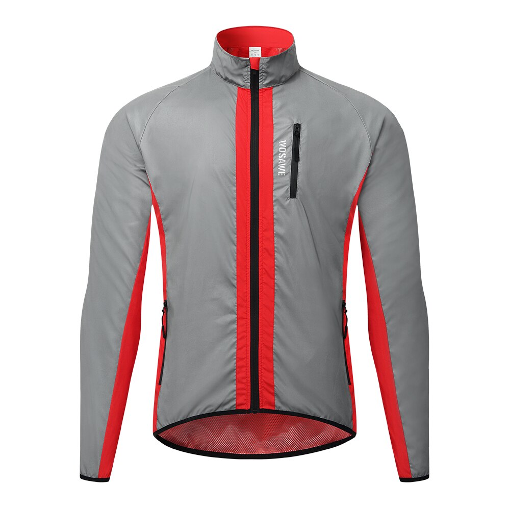 WOSAWE-Chaqueta de ciclismo segura, cortavientos de alta visibilidad, mezcla de colores fluorescentes y paneles plateados reflectantes: BO223-R / M
