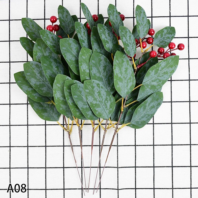 Silk Simulation Eucalipto Stems Artificial Eucalyptus Leaf Plants DIY Bridal Bouquet Bride To Be Wedding Greenery Decorations: A08