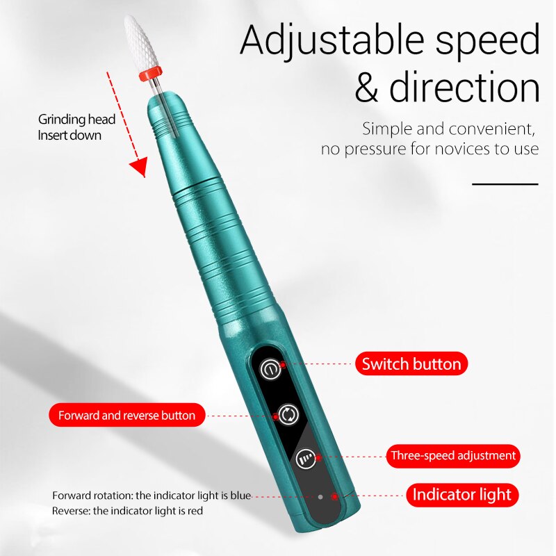 Máquina de manicure elétrica 35000RPM máquina de manicure profissional conjunto de brocas de pedicure lixa de unhas de cerâmica ferramentas de equipamentos de broca de unhas