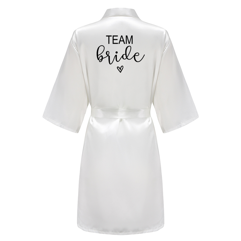 Bruiloft team met zwarte letters kimono satijnen pyjama bruidsmeisje badjas bruid gewaad: XXL / GRIJS