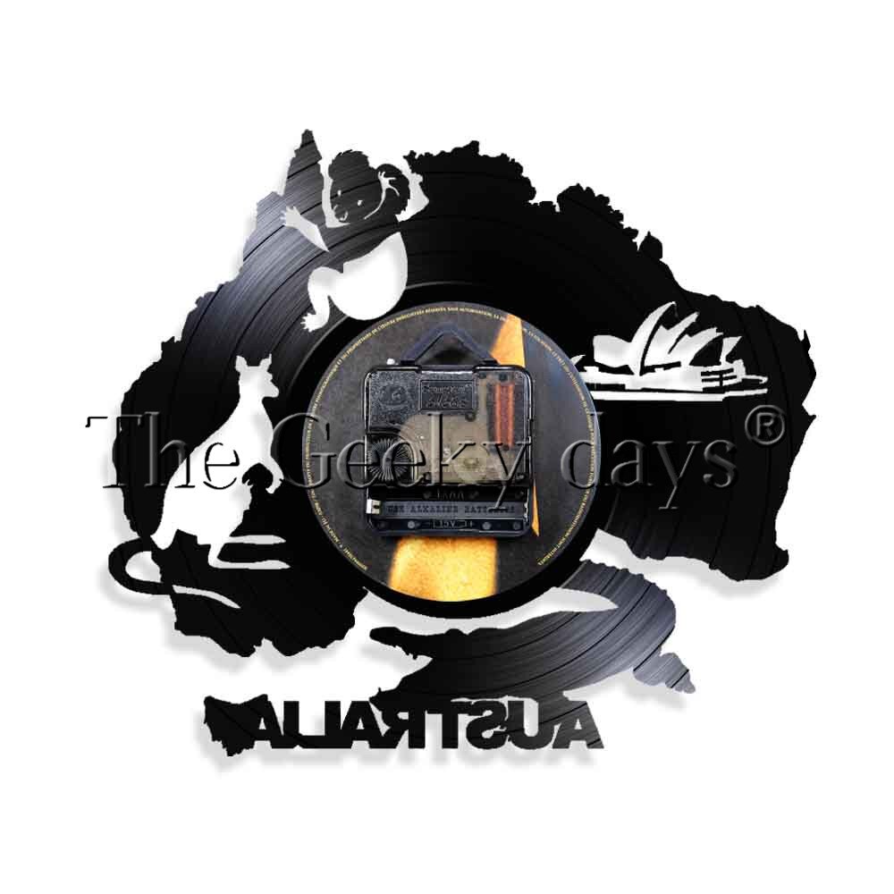 1Piece Australia Wall Clock Sydney Opera House Vinyl Record Clock Crocodile Koala Kangaroo Australian Factors Led Wall Light