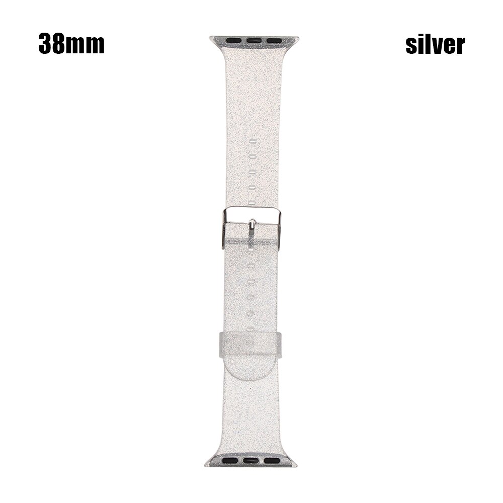 Adjustable Silicone Transparent Glitter Waterproof Band For Apple Watch 38mm 40mm Strap for Apple Watch i-Watch Series 1/2/3/4: 8 / 42(44)mm