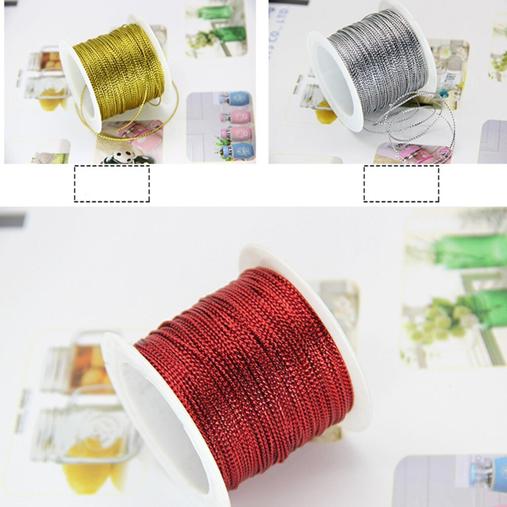 Guld/silver/röd färg polyester fiber tråd tråd guld tråd diy rep pärla tag för halsband armband göra kläder dekoration