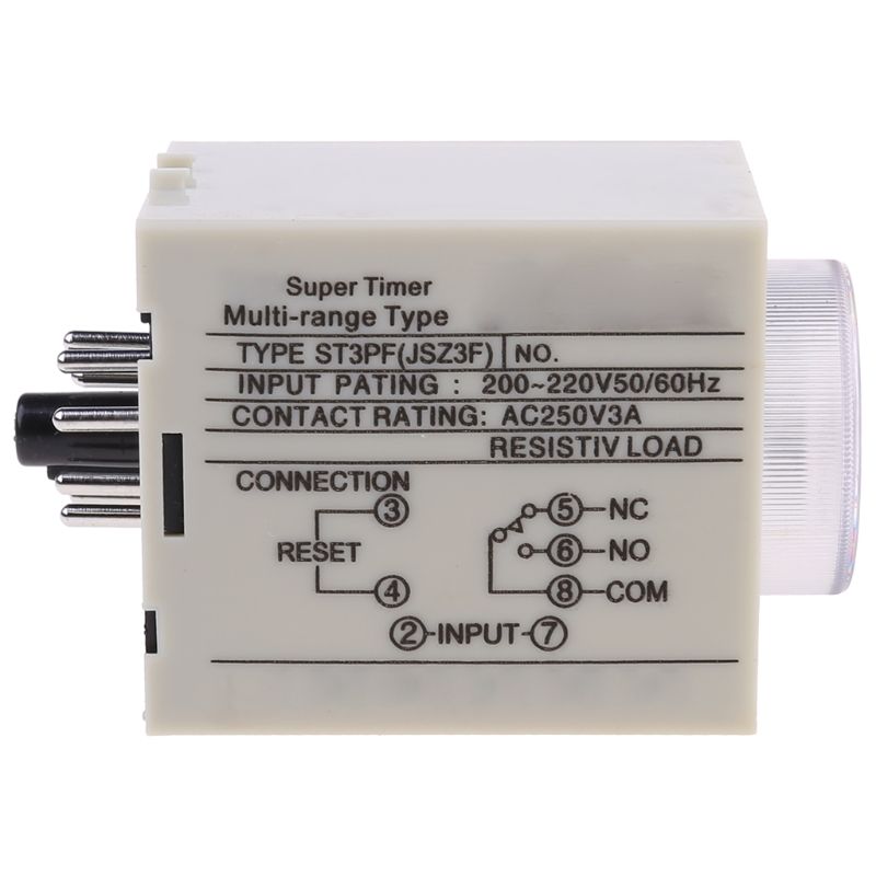 ST3PF Power Off Timer Delay Relay 220V Delay 0-5MIN Contact Rating AC 250V 3A