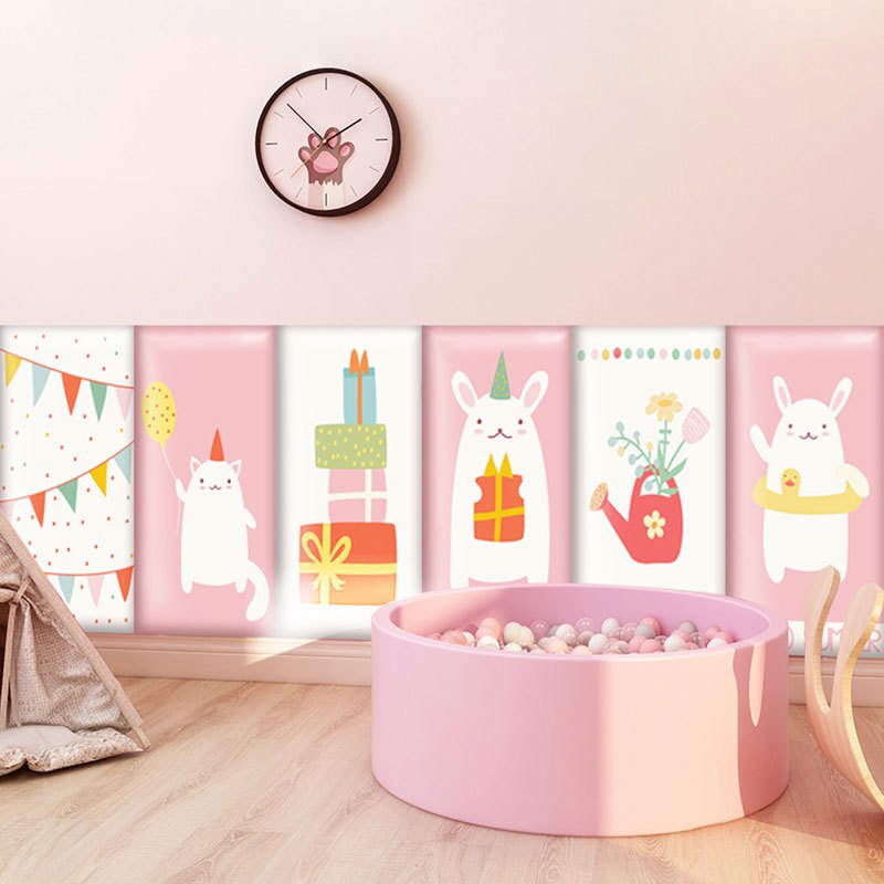 dessin animé enfants Anticollision sac souple autocollant mural auto-adhésif Tatami mur bébé décoration 3D toile de fond mur