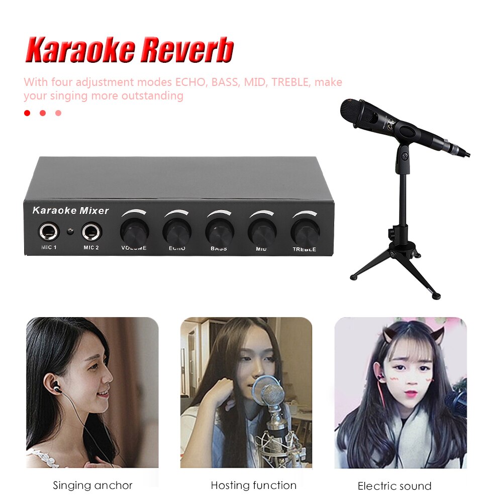 Portable Audio Karaoke Mixer - 20Hz-20KHz Frequency Response - 6.5mm Mic Jack - 160x120x32mm
