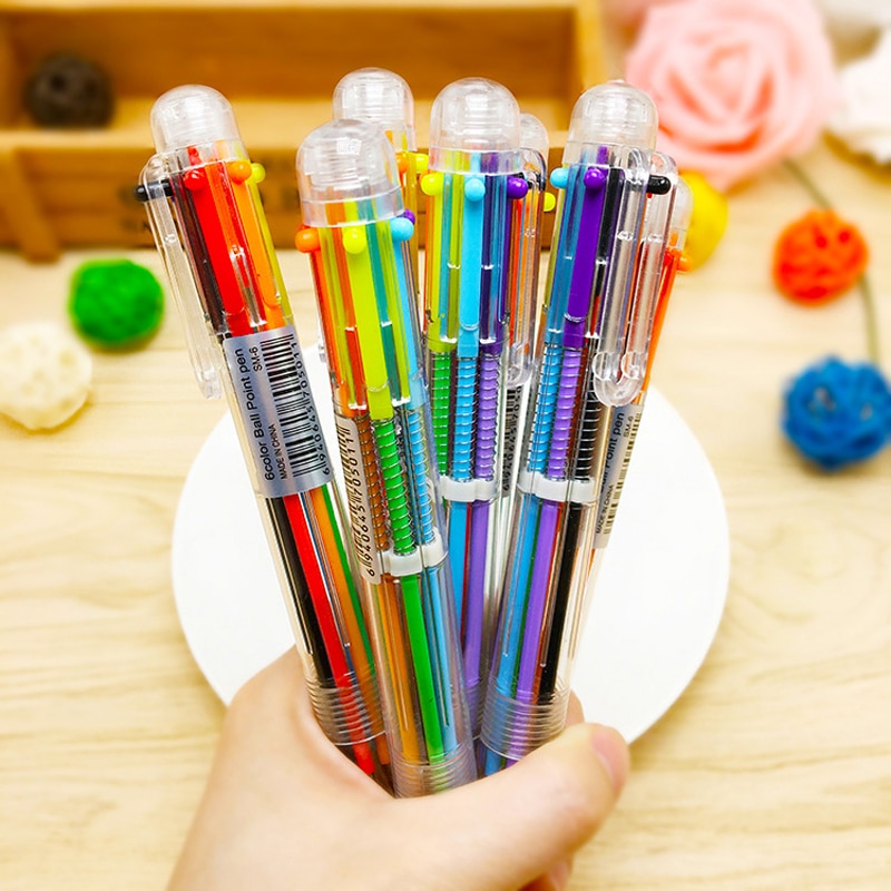 Jonvon Satone 20 stks Balpen Marker Korea Creatieve Briefpapier Pen 6 Kleur In 1 Balpen Kleur Schoolbenodigdheden Voor Kid