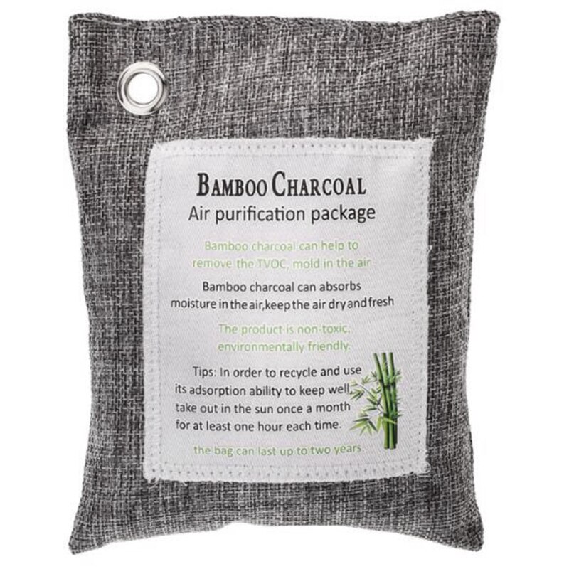 Bolsas de carbón de bambú activado, paquete de 8 bolsas (4x200g + 2x100g + 2x75g) Para el hogar naturales y ecológicas, coche, armario, zapatos.